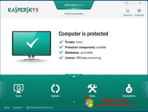 Zrzut ekranu Kaspersky na Windows 10