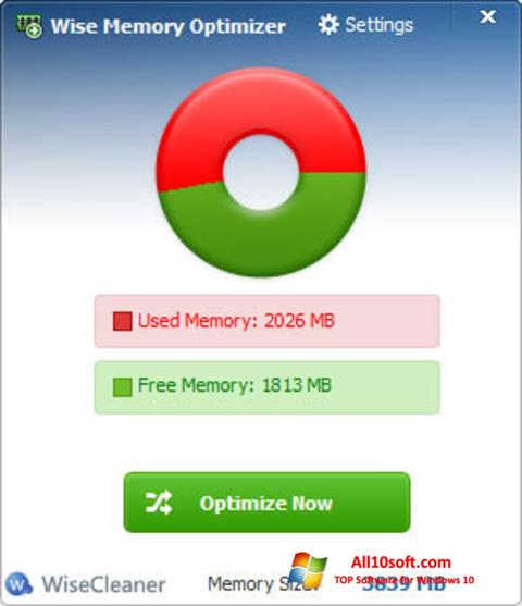 Zrzut ekranu Wise Memory Optimizer na Windows 10