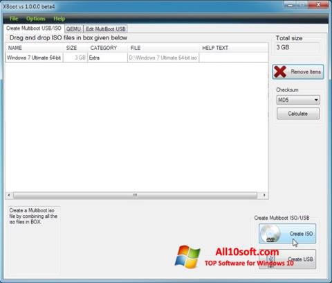Zrzut ekranu XBoot na Windows 10