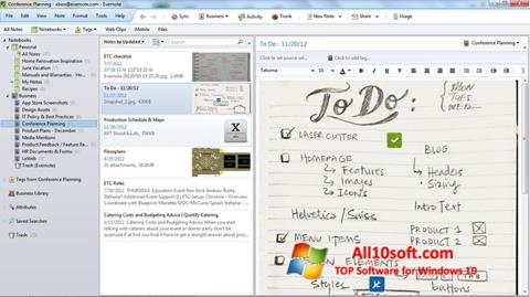 Zrzut ekranu Evernote na Windows 10