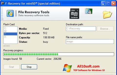 Zrzut ekranu F-Recovery SD na Windows 10