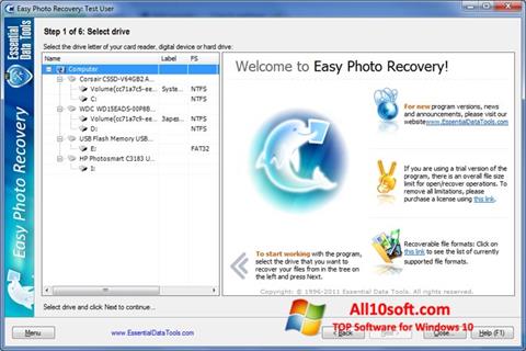 Zrzut ekranu Easy Photo Recovery na Windows 10