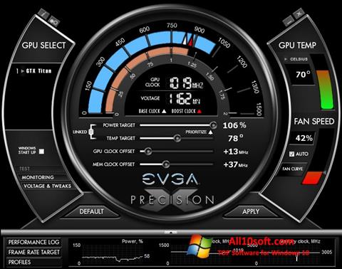Zrzut ekranu EVGA Precision X na Windows 10