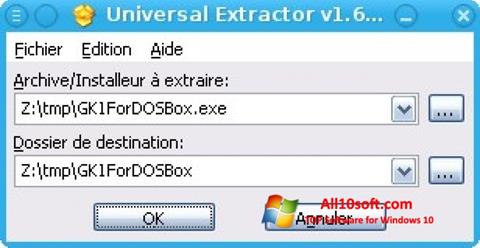 Zrzut ekranu Universal Extractor na Windows 10
