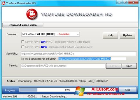 Zrzut ekranu Youtube Downloader HD na Windows 10