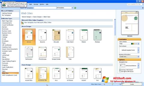Zrzut ekranu Microsoft Publisher na Windows 10