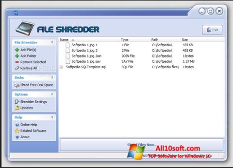 Zrzut ekranu File Shredder na Windows 10