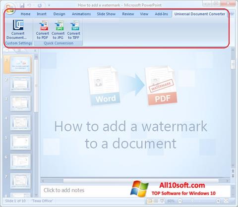 Zrzut ekranu Microsoft PowerPoint na Windows 10
