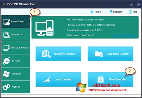 Zrzut ekranu PC Cleaner na Windows 10