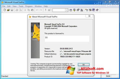Zrzut ekranu Microsoft Visual FoxPro na Windows 10