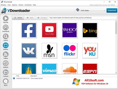 Zrzut ekranu VDownloader na Windows 10