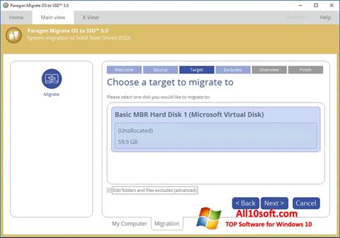 Zrzut ekranu Paragon Migrate OS to SSD na Windows 10