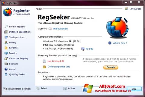 Zrzut ekranu RegSeeker na Windows 10