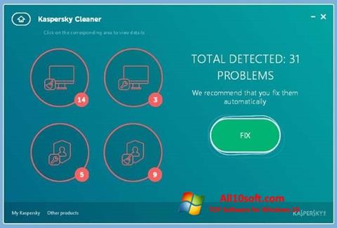 Zrzut ekranu Kaspersky Cleaner na Windows 10