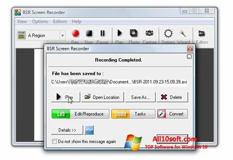 Zrzut ekranu BSR Screen Recorder na Windows 10
