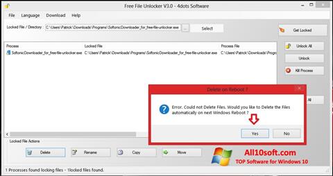 Zrzut ekranu Free File Unlocker na Windows 10