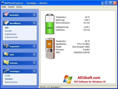 Zrzut ekranu MyPhoneExplorer na Windows 10