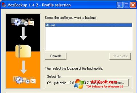 Zrzut ekranu MozBackup na Windows 10