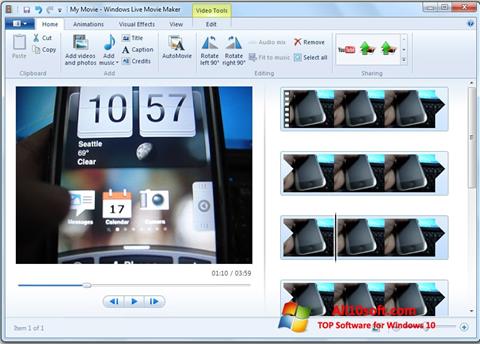 Zrzut ekranu Windows Live Movie Maker na Windows 10