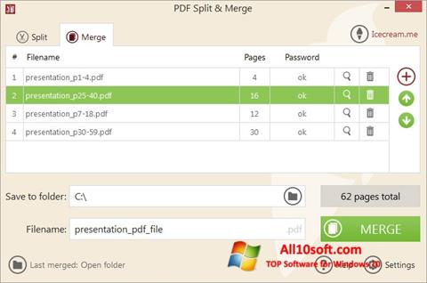 Zrzut ekranu PDF Split and Merge na Windows 10