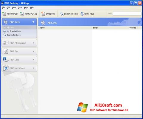 Zrzut ekranu PGP Desktop na Windows 10