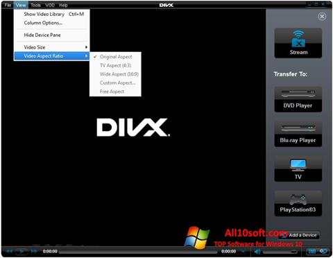 Zrzut ekranu DivX Player na Windows 10