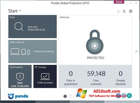 Zrzut ekranu Panda Global Protection na Windows 10