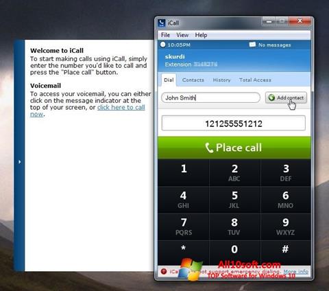 Zrzut ekranu iCall na Windows 10
