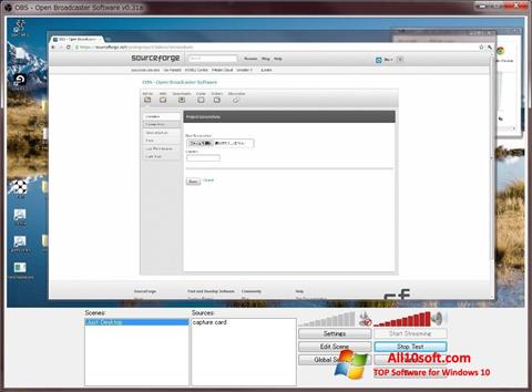 Zrzut ekranu Open Broadcaster Software na Windows 10