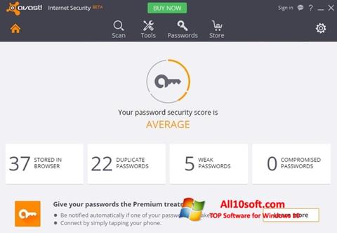 Zrzut ekranu Avast Internet Security na Windows 10