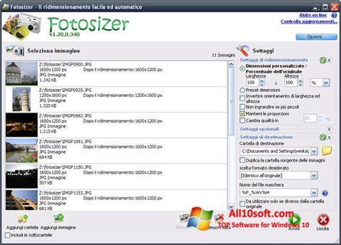 Zrzut ekranu Fotosizer na Windows 10
