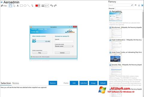 Zrzut ekranu AeroAdmin na Windows 10