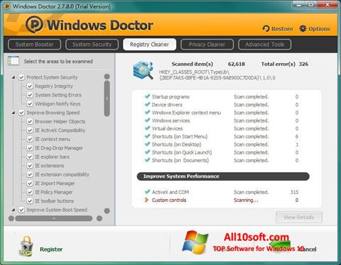 Zrzut ekranu Windows Doctor na Windows 10
