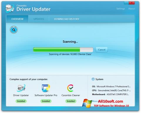 Zrzut ekranu Carambis Driver Updater na Windows 10