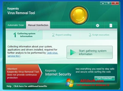Zrzut ekranu Kaspersky Virus Removal Tool na Windows 10