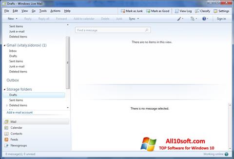 Zrzut ekranu Windows Live Mail na Windows 10