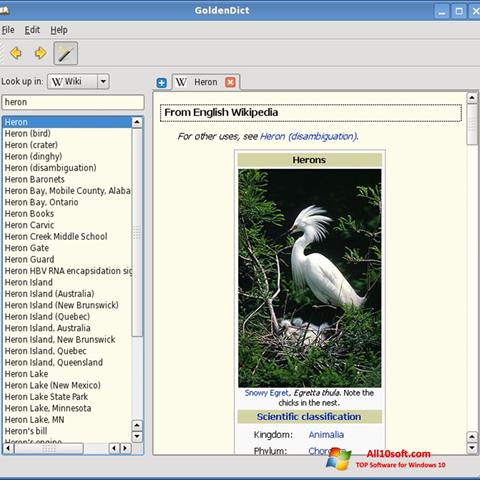 Zrzut ekranu GoldenDict na Windows 10