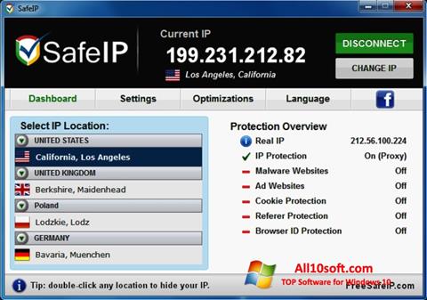Zrzut ekranu SafeIP na Windows 10
