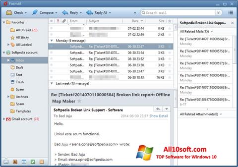 Zrzut ekranu FoxMail na Windows 10