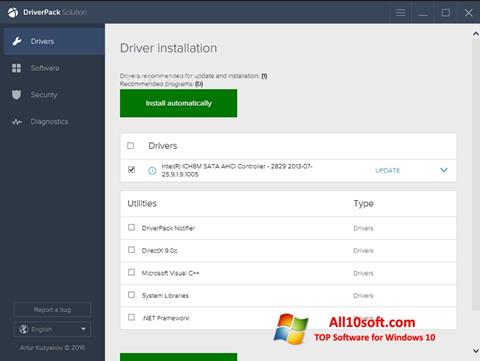 Zrzut ekranu DriverPack Solution na Windows 10
