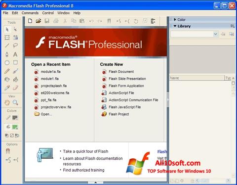 Zrzut ekranu Macromedia Flash Player na Windows 10
