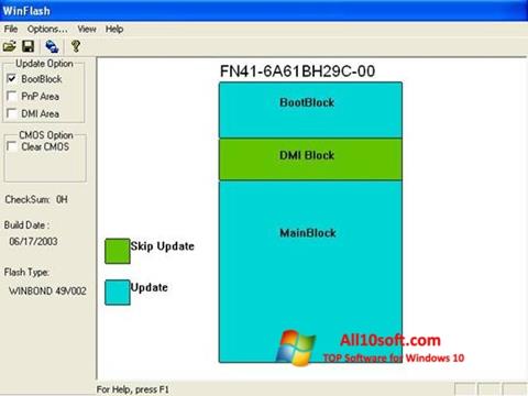 Zrzut ekranu WinFlash na Windows 10