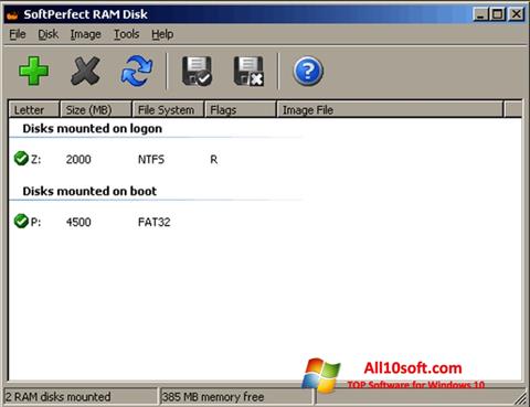 Zrzut ekranu SoftPerfect RAM Disk na Windows 10