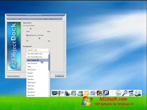 Zrzut ekranu ObjectDock na Windows 10