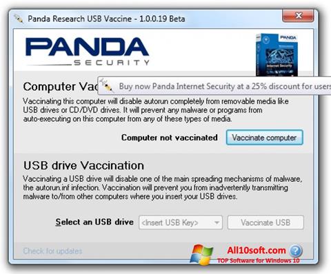 Zrzut ekranu Panda USB Vaccine na Windows 10
