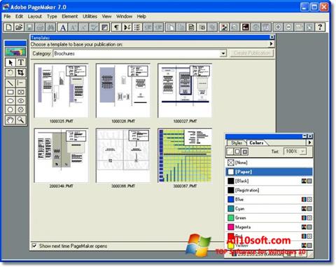Zrzut ekranu Adobe PageMaker na Windows 10