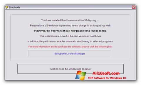 Zrzut ekranu Sandboxie na Windows 10