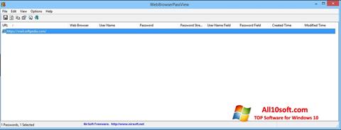 Zrzut ekranu WebBrowserPassView na Windows 10