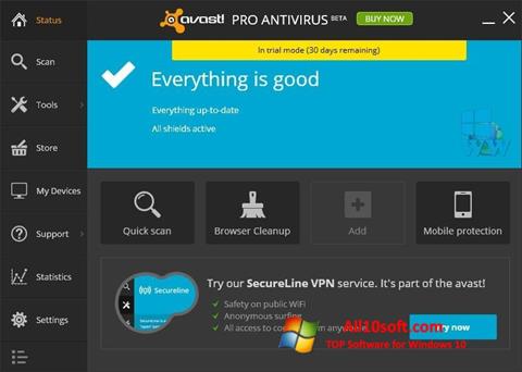 Zrzut ekranu Avast! Pro Antivirus na Windows 10