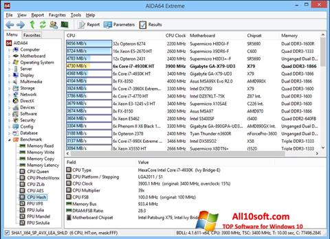 Zrzut ekranu AIDA32 na Windows 10